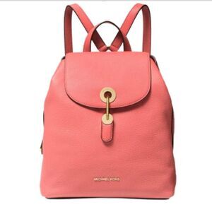 NWT Michael Kors RAVEN LEATHER BACKPACK Pink Grapefruit Peach Purse Spring